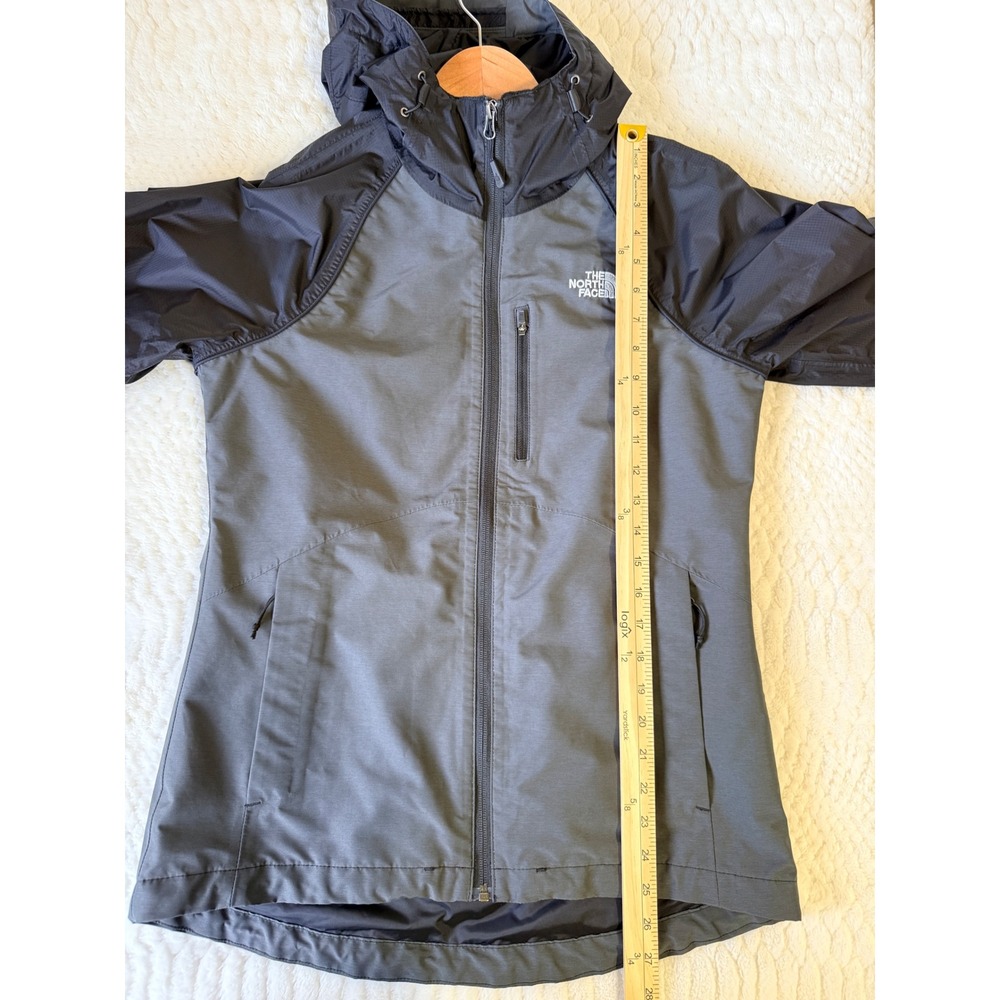 The North Face Womens HyVent Hooded Rain Jacket Grey Black Full Zip Small A2SZK - Picture 4 of 7
